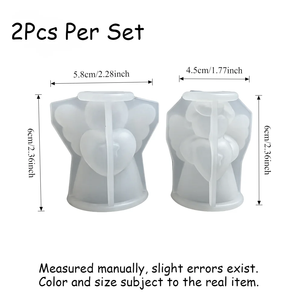 2Pcs Cute Angel With Heart Silicone Mold 3D Casting Mould for Candle Plaster Resin Handmade Home Ornament Craft - view 6