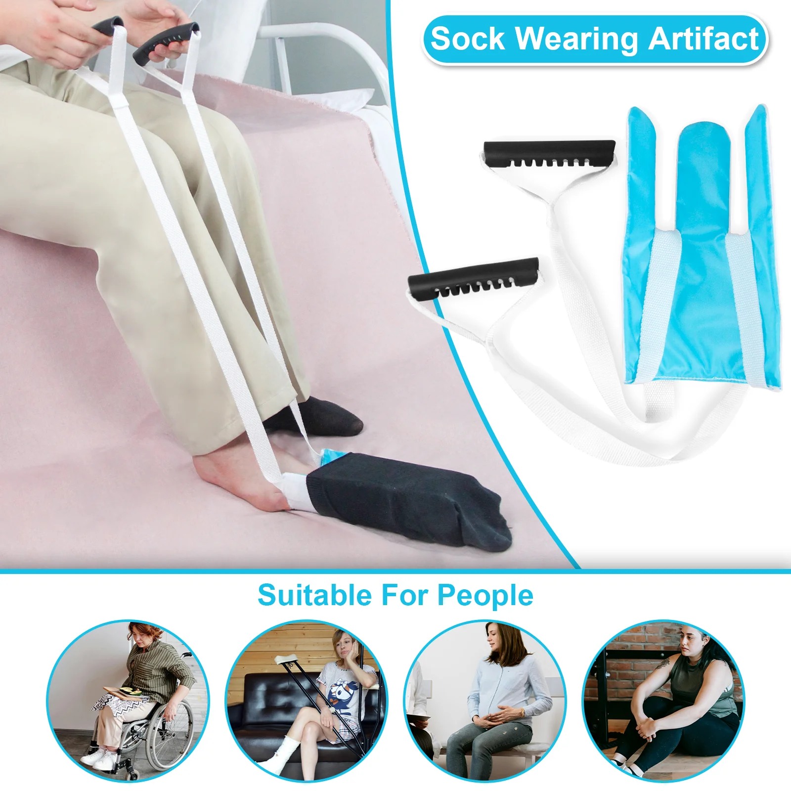 Leetye Mei Socks Helper Sock Aid Tool for Pregnant Women, Easy On and Off Stocking Slider,Sock Aids for Putting and Off Socks