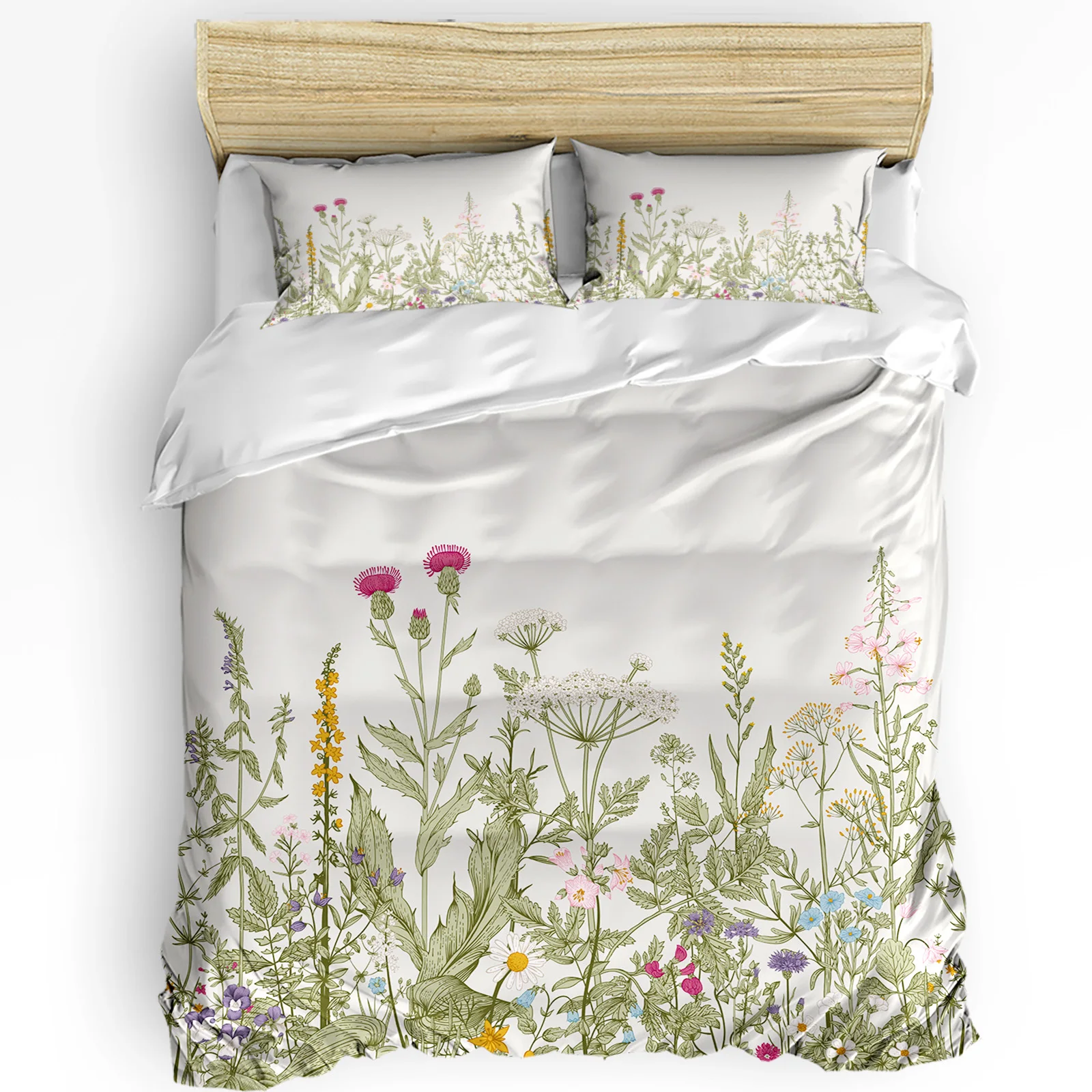 

Vintage Herb Plant Flower 3pcs Duvet Cover Set with Pillow Case Double Comforter Bedding Set Quilt Cover Couple Bed