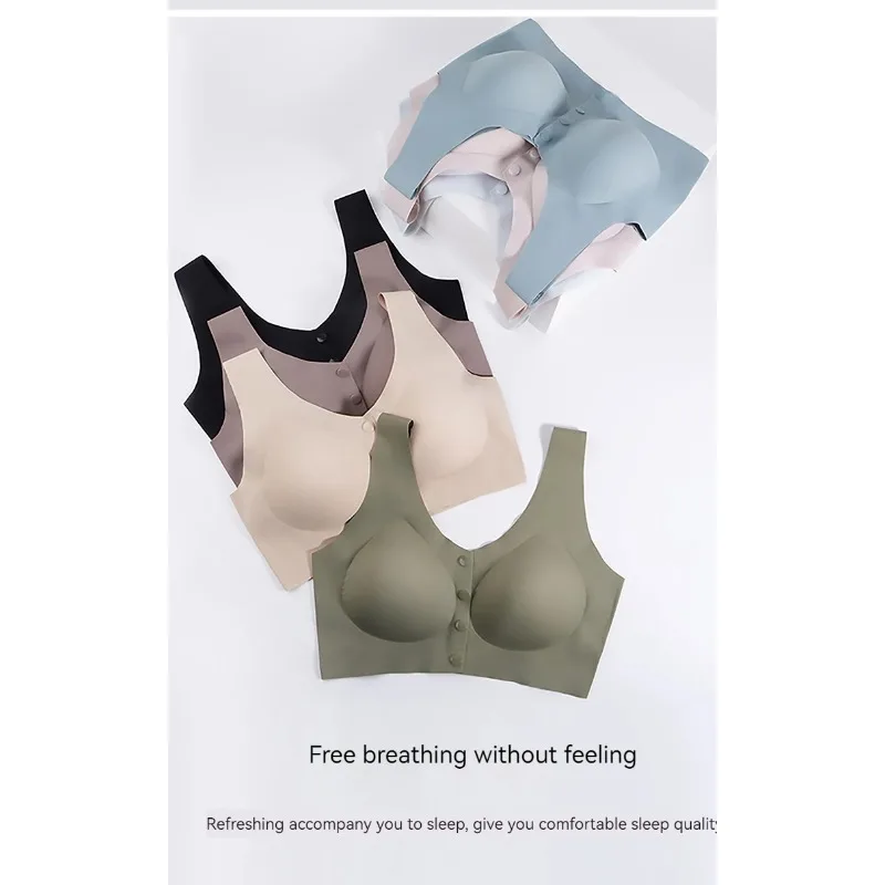 Pregnant Women's Front Opening Ultra-thin Breathable Nursing Bra with No Trace Breathable Gathering Anti Sagging Underwear view 4