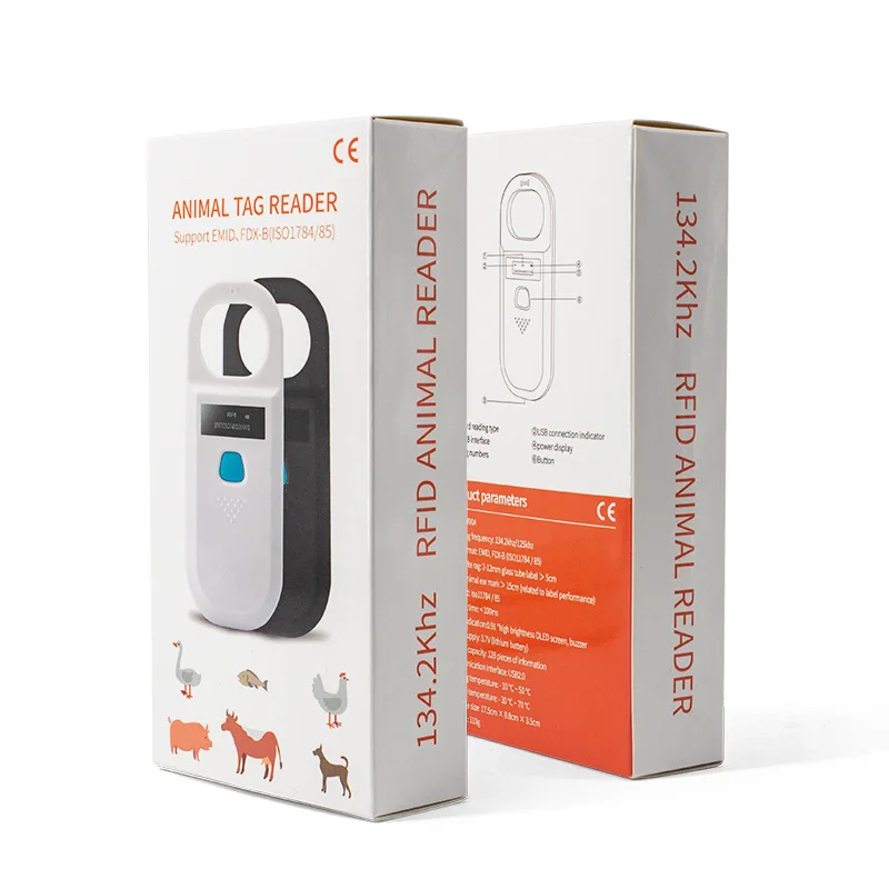 134.2Khz/125Khz Animal Tag RFID Reader Pet Microchip Scanner For Dog Cat Rabbit Cow Sheep EMID FDX-B ISO11784 11785