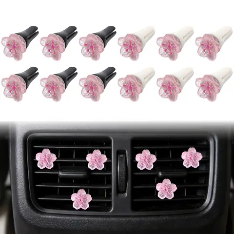 6Pcs Pink Cherry Floral Car Air Vent Clips Cute Stylish Interior Additions for Car Truck SUV Unique Christmas Gift No Fragrance