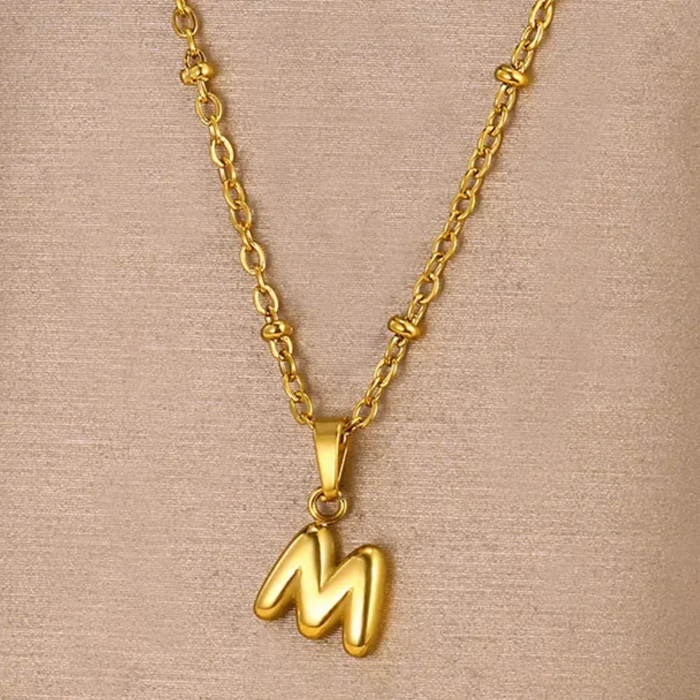 Collana con lettera 3D donna uomo collane con nome iniziale a bolle personalizzate colore oro gioielli in acciaio inossidabile regalo Valemtines Day