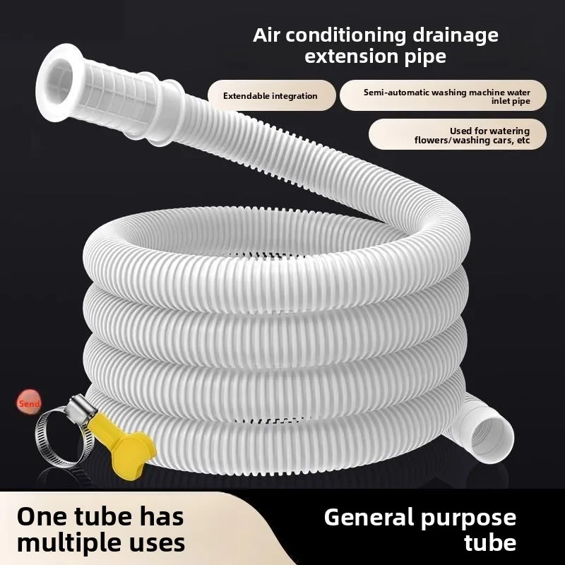 Universal Air Conditioning Drainage Hose Dehumidifier Drain Hose Lengthen 10-20 Mm Cuttable Corrugated Drainpipe-White