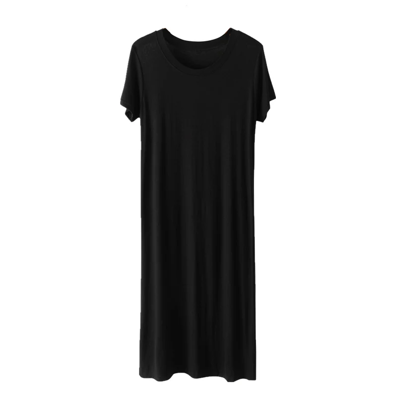 Vestido Midi Ne de Verano, Cuello Redondo, Manga Corta, Corte en A, Modal, Estilo Coreano, Hoado, Cintura Ajustable