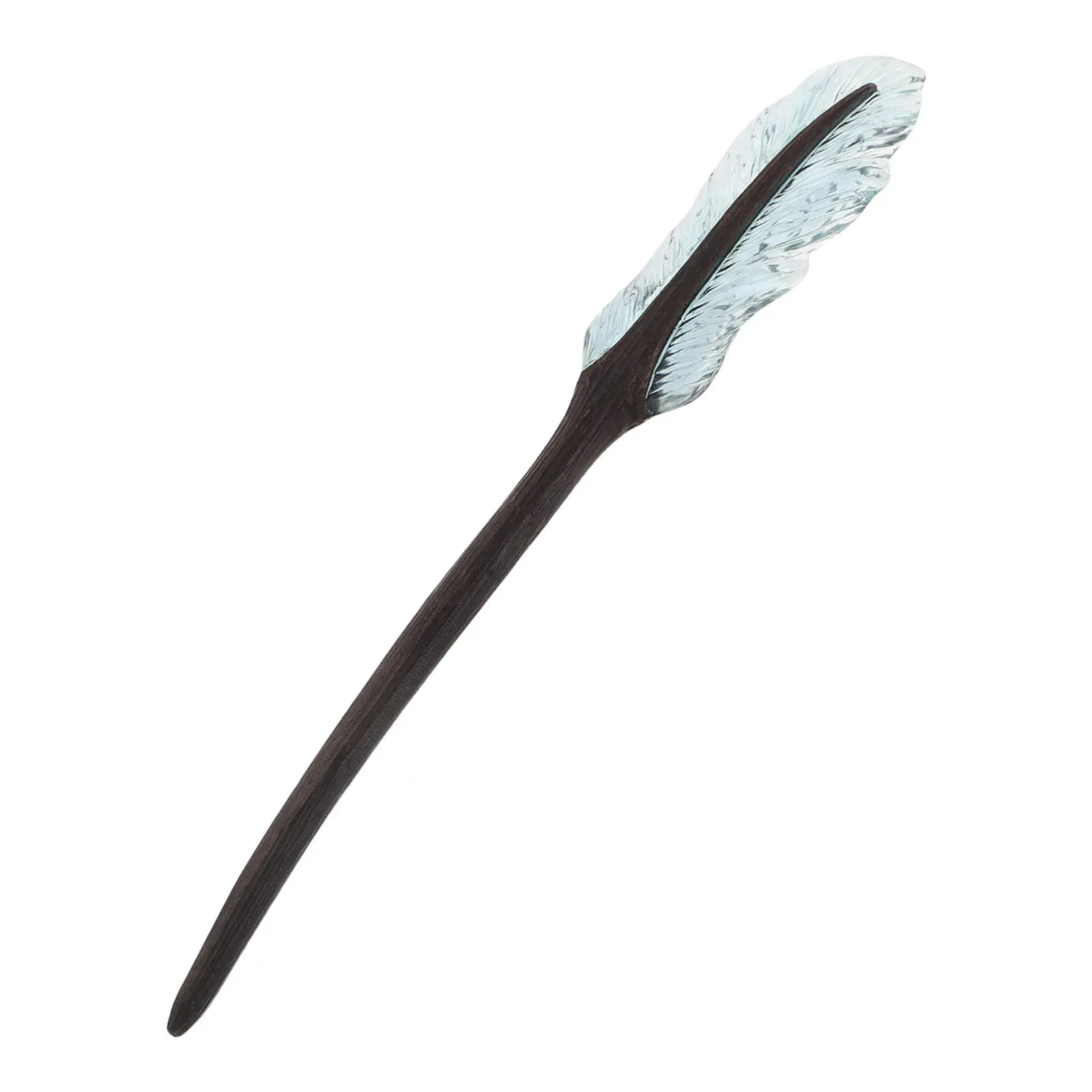 

Handmade Wood Carved Feathered Hairpin Blue Retro Chinese Hair Forks Elegant Hair Decorations for Women Daily Wear