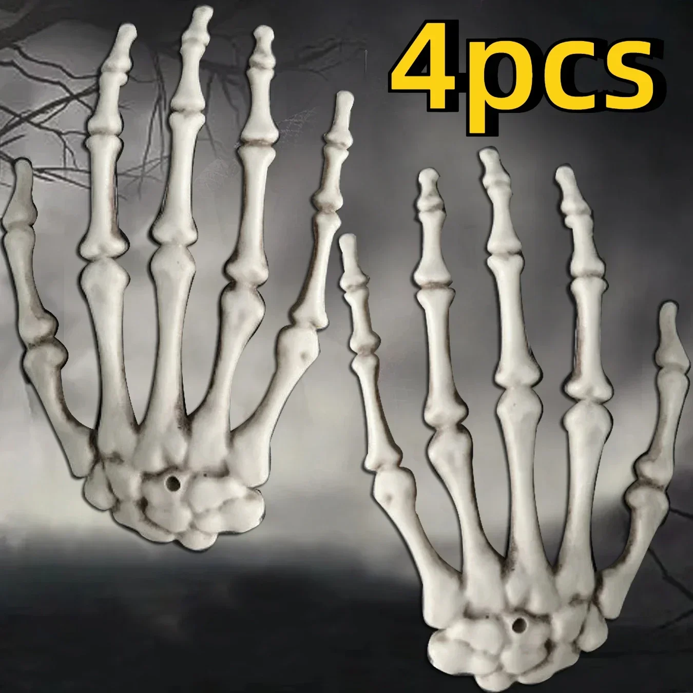 Realistic Size Skeleton Hand Halloween Scary Skull Decors Zombie Party Haunted House Halloween Terror Plastic Decoration Props