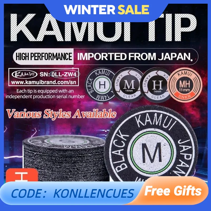 KAMUI-Japanese Cue Tips for Pool, Clear Tip, 14mm, SS, S, M, H Tip, KOLLEN, Rainbow Pig Skin,Billiard Accessories,Original Gifts