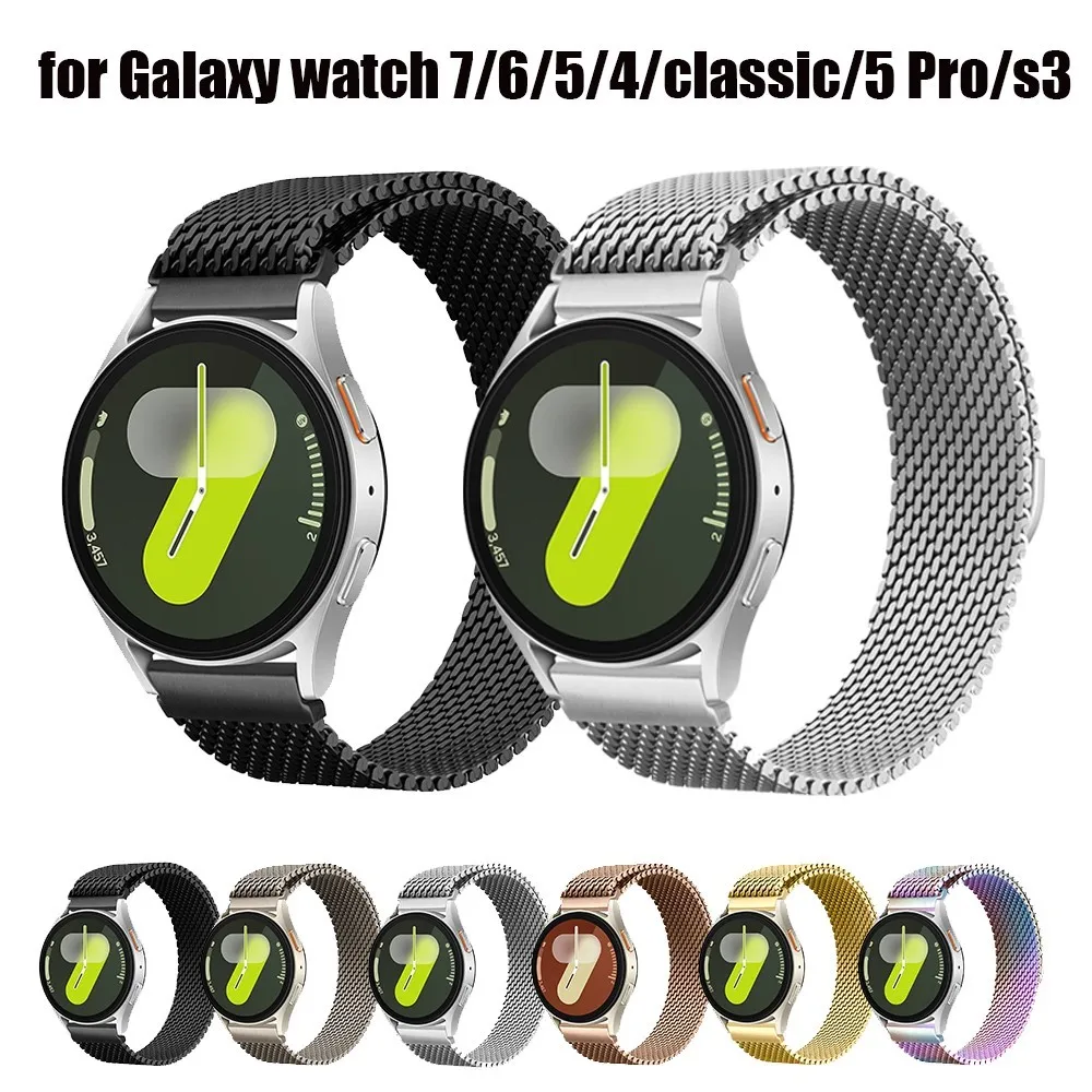 Thick Milanese Band for Samsung Galaxy watch 7/6/5/4/classic/5 Pro/s3 44mm 40mm 20mm 22mm  Bracelet Correa Galaxy watch 7 Straps