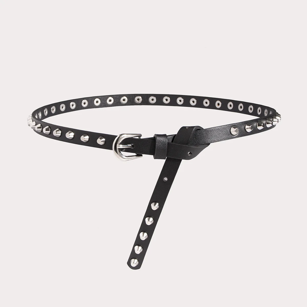 Style Everything with Silver Nail Skinny Waist Belt Damengürtel Jeansgürtel Kleid verziert mit schmalen Accessoires Chic