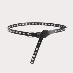 Style Everything with Silver Nail Skinny Waist Belt Women's Belt Jeans Belt Dress Embellished with Narrow Accessories Chic