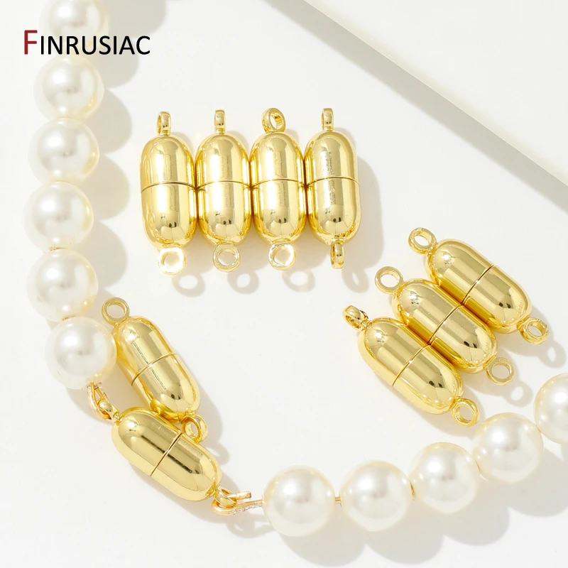 18K Gold Plated Brass Round Magnetic Clasps End Clasp Connectors For DIY Jewelry Making Bracelets Necklace Accessories