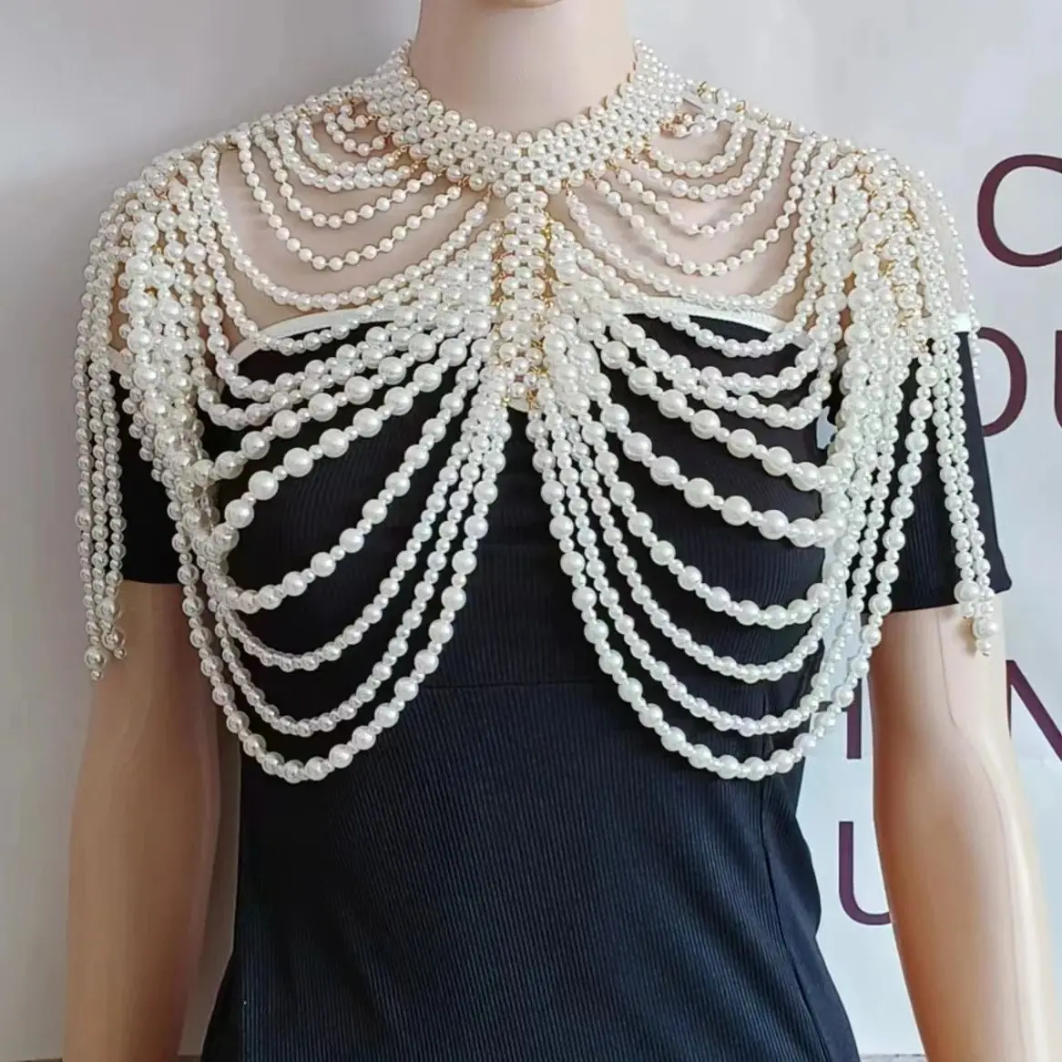 2024 Body Chain accessory Pearl Chest Chain Women's fashion party Pearl shoulder chain explosive accessory