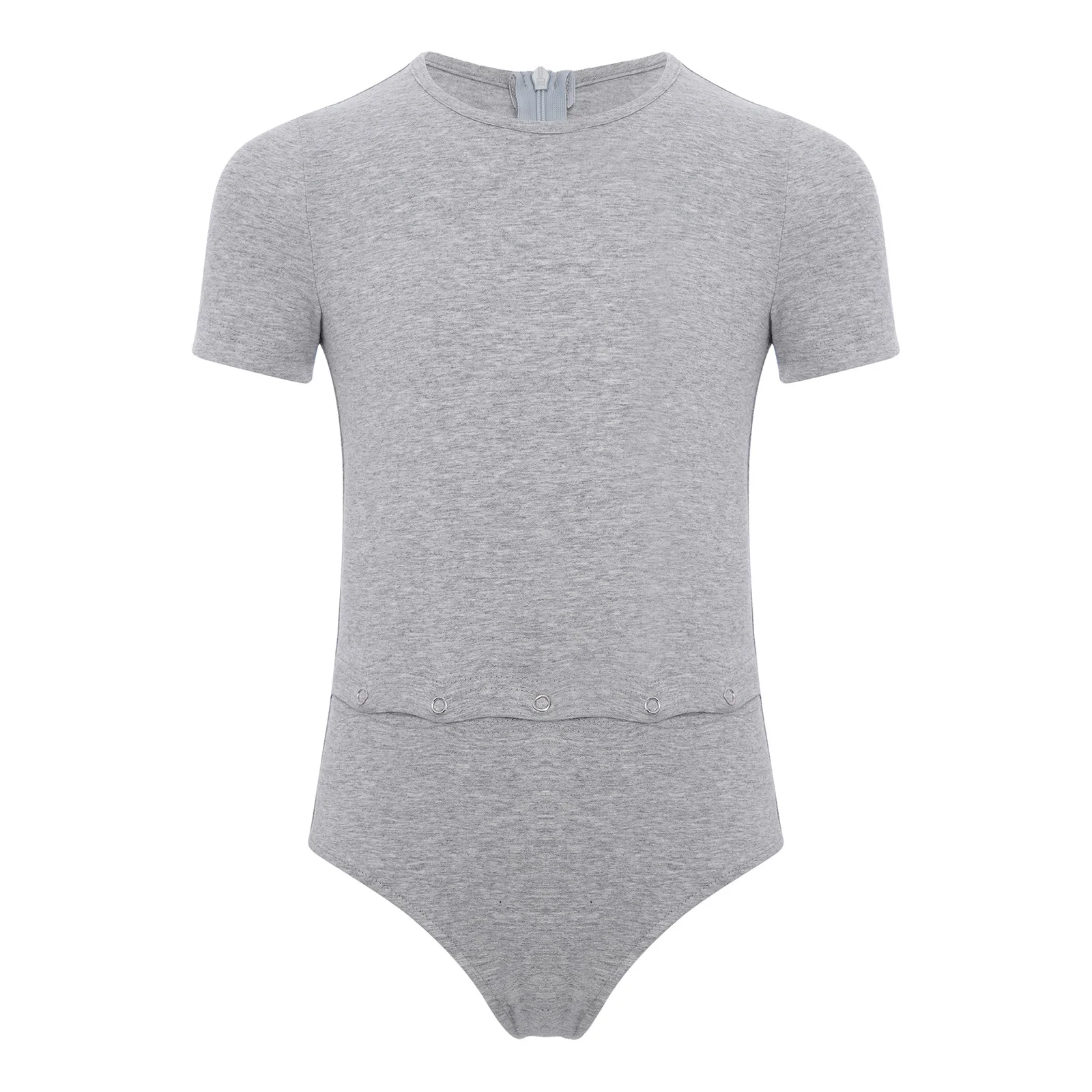 Kids Boys Girls Special Needs Rompers Adaptive Clothing Back Invisible Zipper Anti-Strip Romper Round Neck Short Sleeve Bodysuit