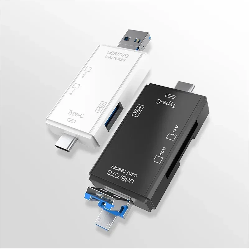 1-4Pcs 6 In 1 Card Reader 6 Port USB Disk Micro SD TF Memory Card Writer Mobile Phone Adapter Laptop Computer USB Extender