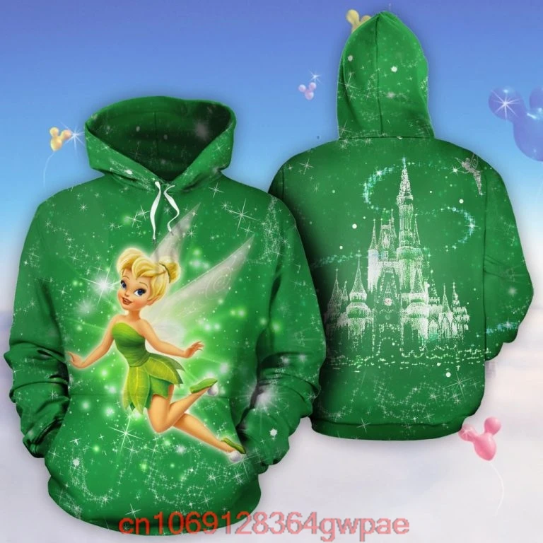 2023 New Disney 3d Hoodie Tinkerbell Disney Castle 3d Printed Hoodie/zipper Hoodie Women\'s Hoodie