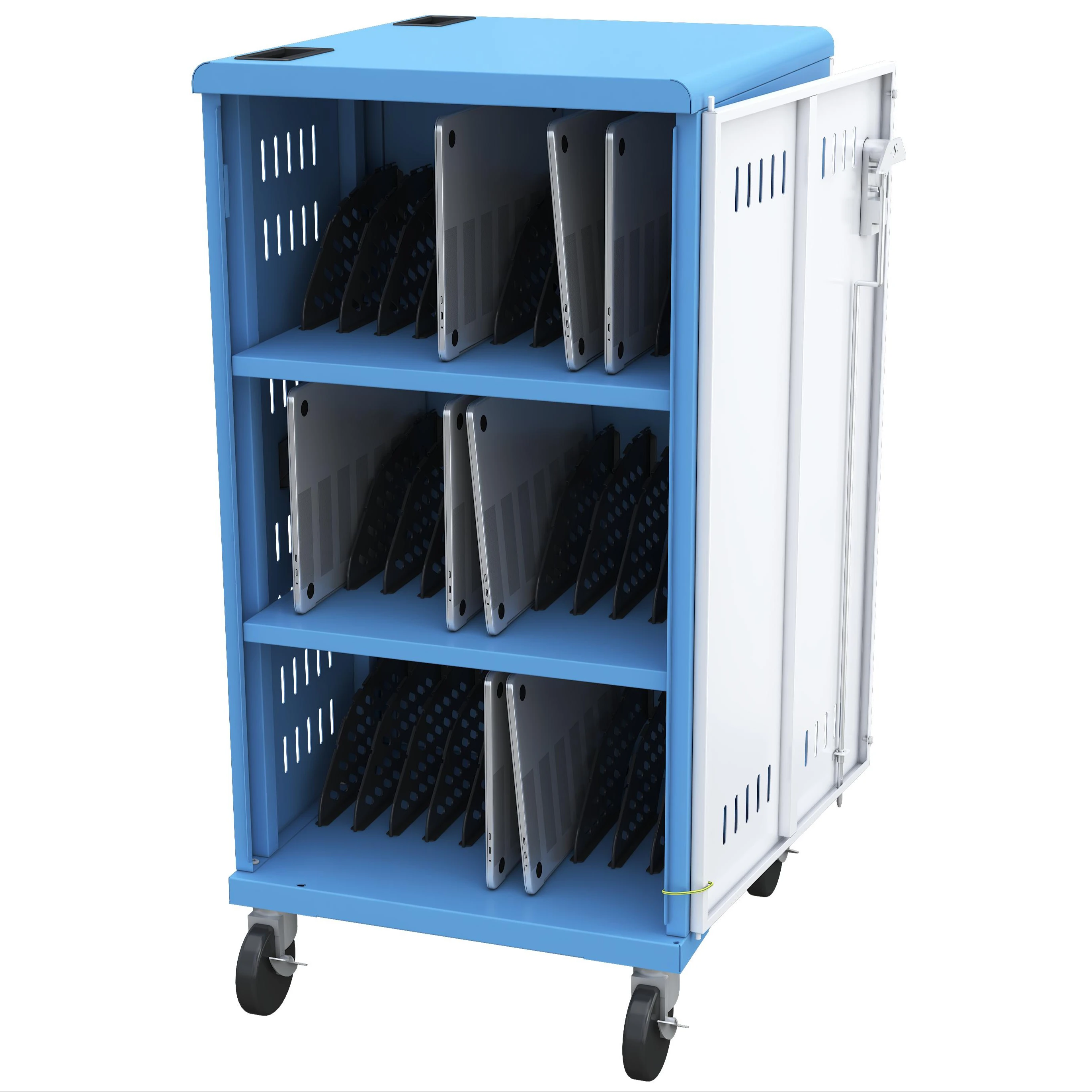 30-Piece School Supplies AC PDU Tablet Chromebook Laptop Charging Cabinet with 4 Mute Casters Other Educational Equipment