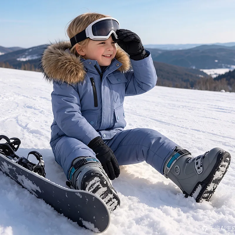 OLEKID -30 Degree Russian Winter Children Down Jacket for Boys Waterproof Real Fur Winter Jumpsuit 1-5 Years Kids Boy Snowsuit