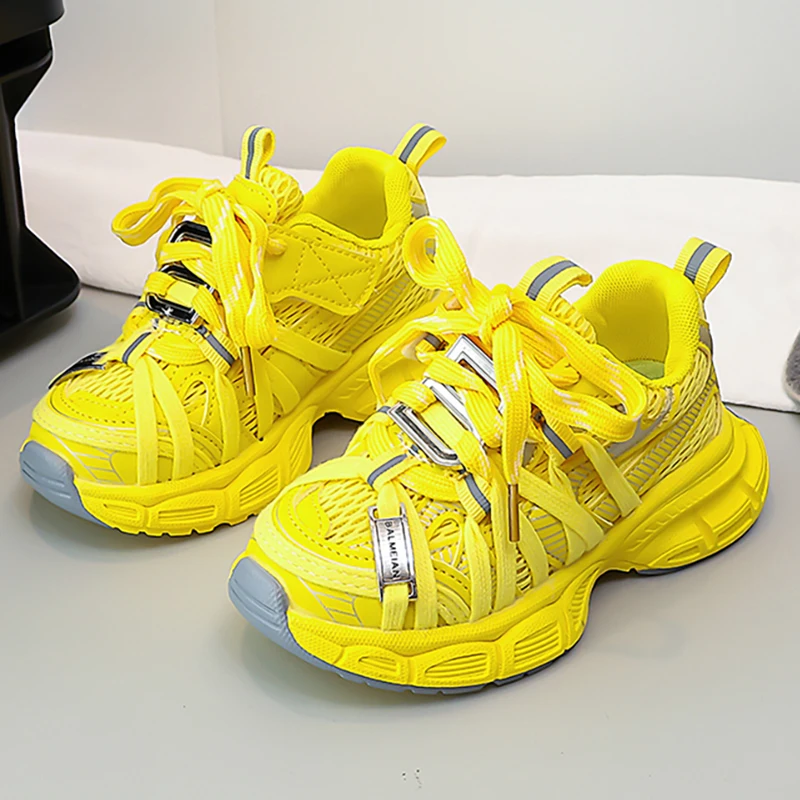 

Осенняя спортивная обувь для детей, трендовые модные подростковые детские кроссовки 2025 года, дышащие уличные кроссовки с сеткой для детей