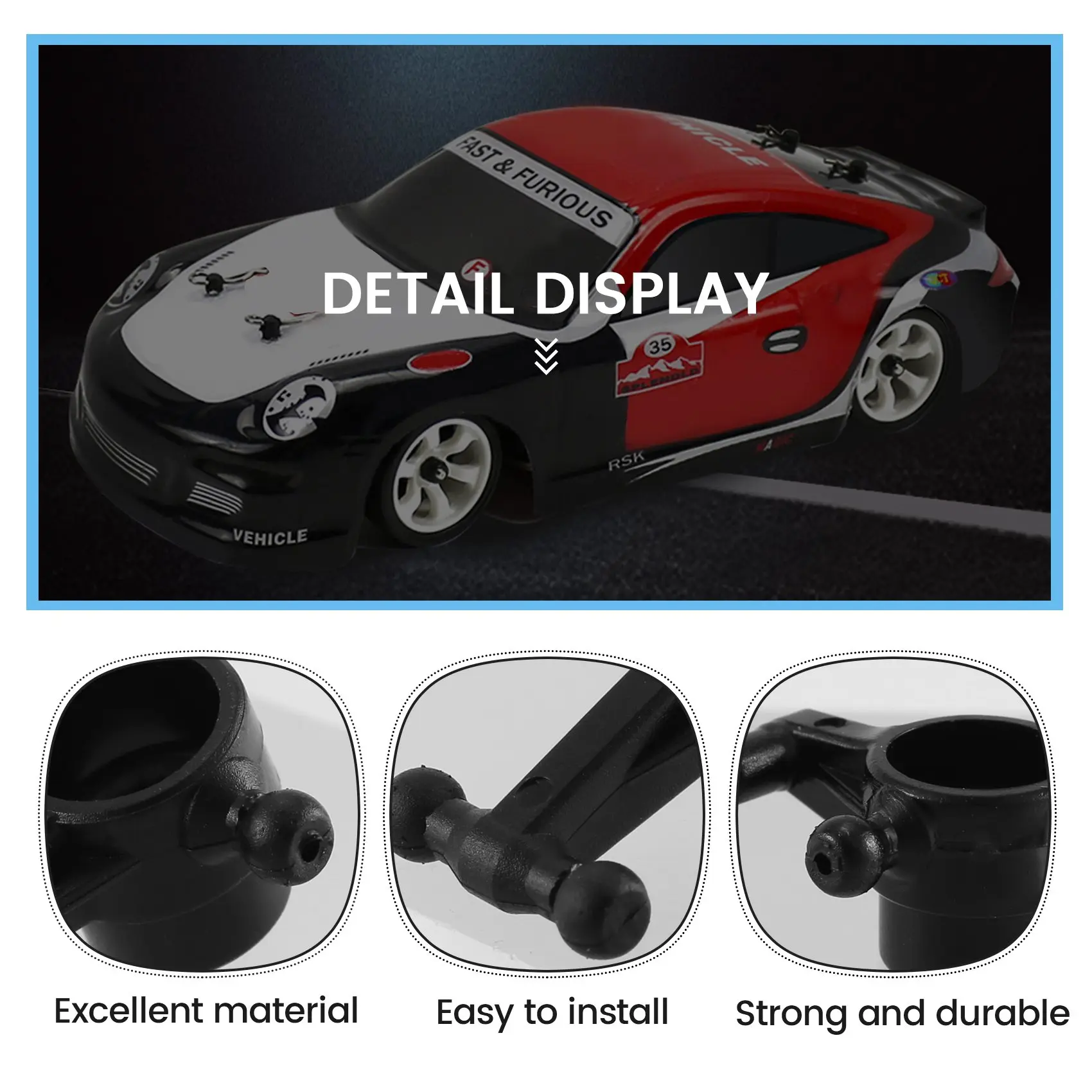 RIRI 4Pcs K989-33 K989-34 Front & Rear Steering Cup for Wltoys K969 K979 K989 K999 P929 P939 1/28 RC Car Spare Parts