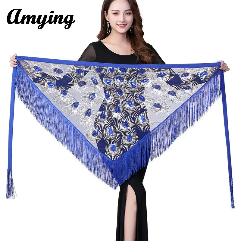 

New Women's Belly Dance Performance Hip Scarf Girls' Latin Dance Practice Triangle Scarf Ladies Tassel Waist Chain Skirt