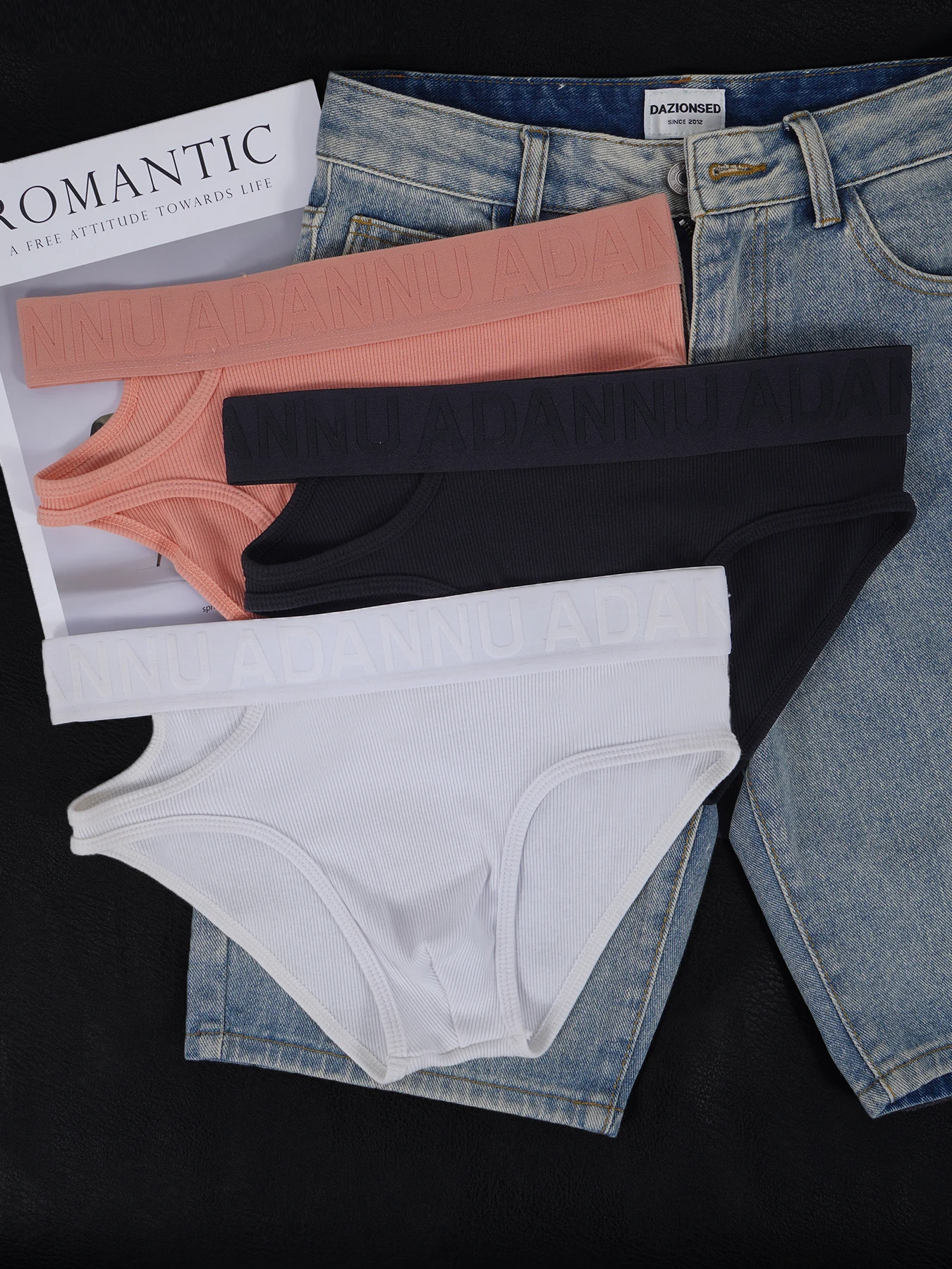

3PCS Men's Ribbed Cotton Briefs Wide Waistband Sexy Low-Rise Underwear Breathable Comfort Boxer Briefs
