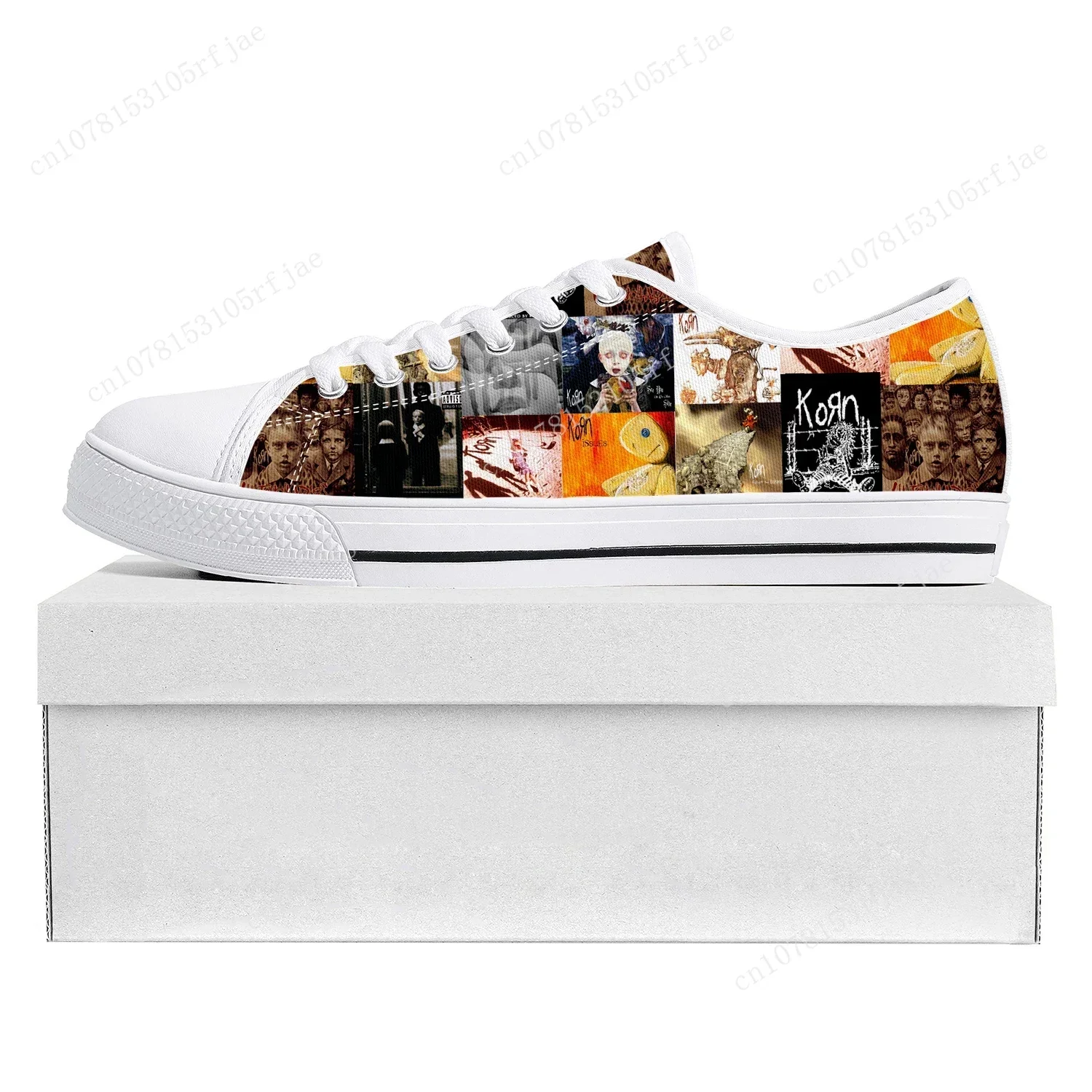 Korn Rock Band Low Top High Quality Sneakers Mens Womens Teenager Canvas Sneaker 3D Print Casual Couple Shoe Custom Shoe White