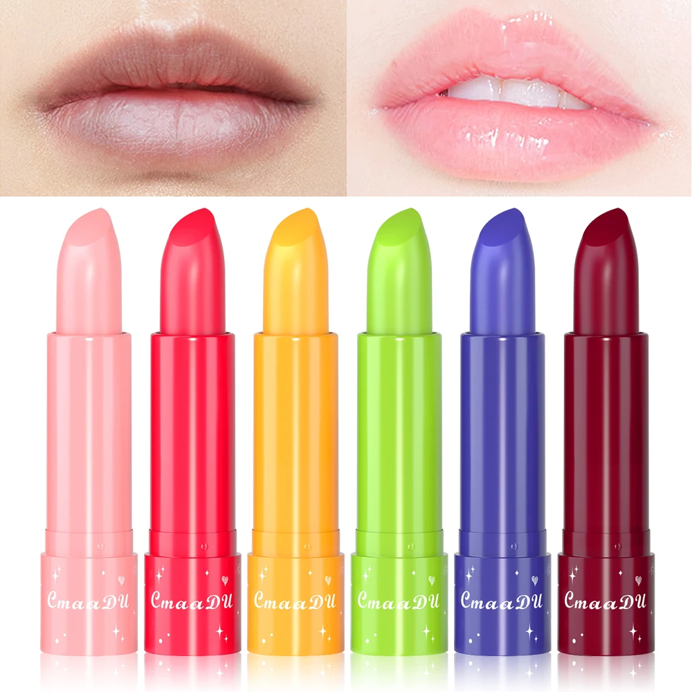 6-Color Fruity Scent Color-Changing Lipstick, Moisturizing and Hydrating, Long-Lasting Lip Balm with Smooth and Soft Texture