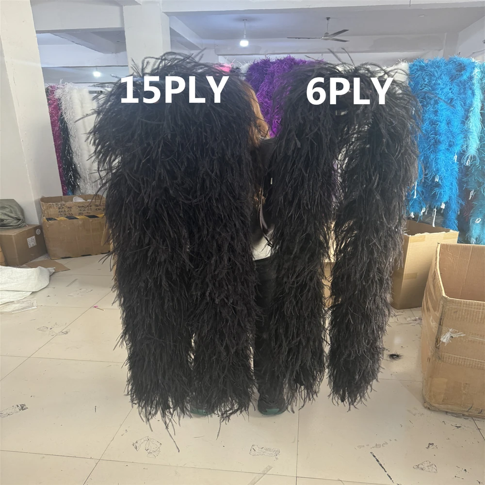 35 30 26 20 15Ply Fluffy Boa Natural Ostrich feathers boa Scarf for Party Clothing Sewing Plumas Decoration Trims 2M Multicolors