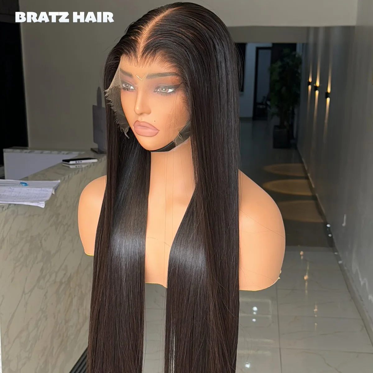 Bone Straight 13*6 HD Lace Front Drawstring Glue-Free Wig 100% Human Hair 13x4 HD Lace Frontal Wig Pre Plucked Ready to Wear