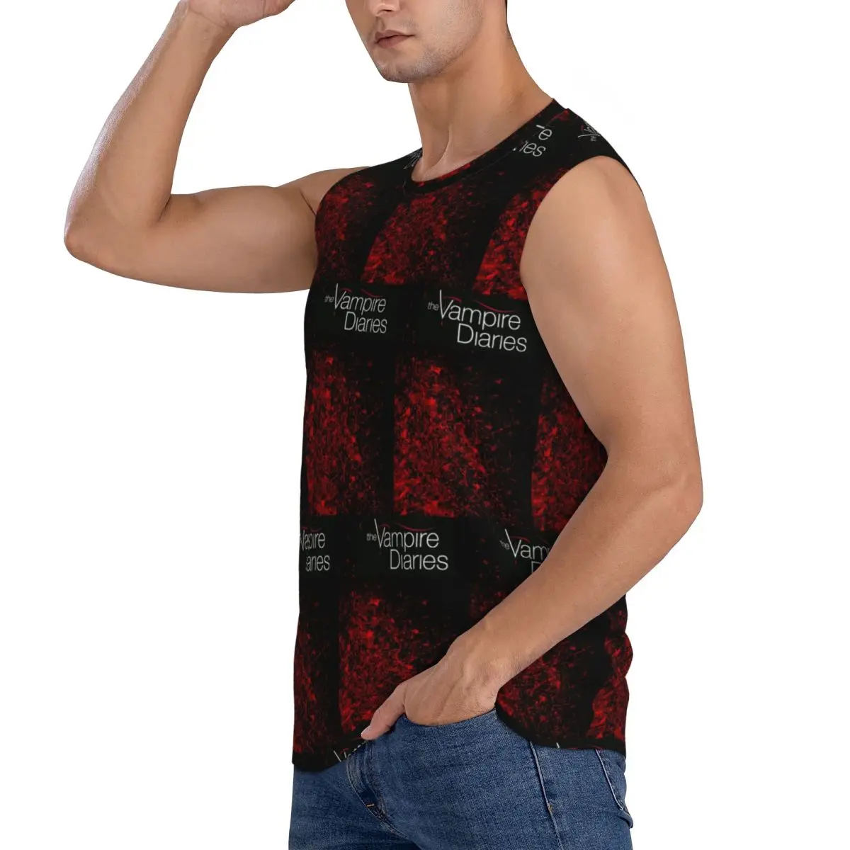The Vampire Diaries Damon Salvatore Men Sleeveless Tank Tops Quick Dry Breathable Gym Fitness Running Summer Casual Sport Vest