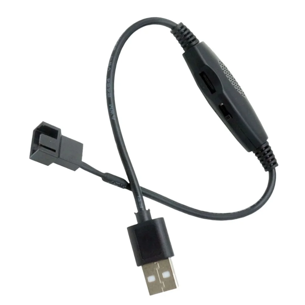 USB to 4-Pin Fan Adapter Cable Set 2 pcs with 5V to 12V Voltage Step-Up and Integrated Power Switch for Standard Fans