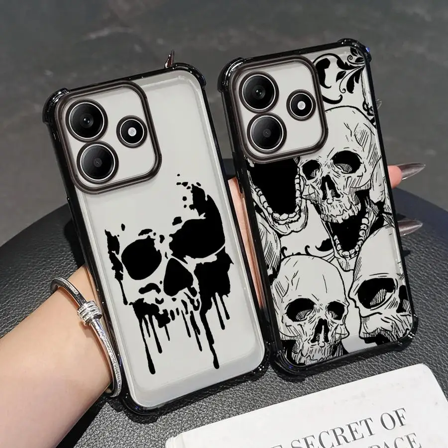 حافظة هاتف لهاتف Redmi Note 9S 10 Lite 11 12 13 10 Pro 14 Pro Plus 11s 10s غطاء ناعم جمجمة رائعة مرعبة #1