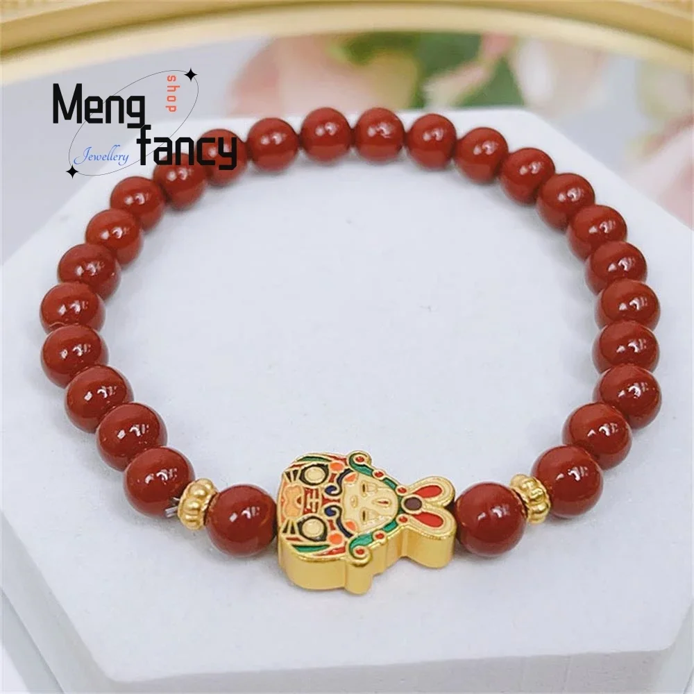 

New Vermilion Female Cloisonne National Wind Rabbit Bracelet Simple Exquisite Elegant High-grade Fashion Jewelry Holiday Gifts