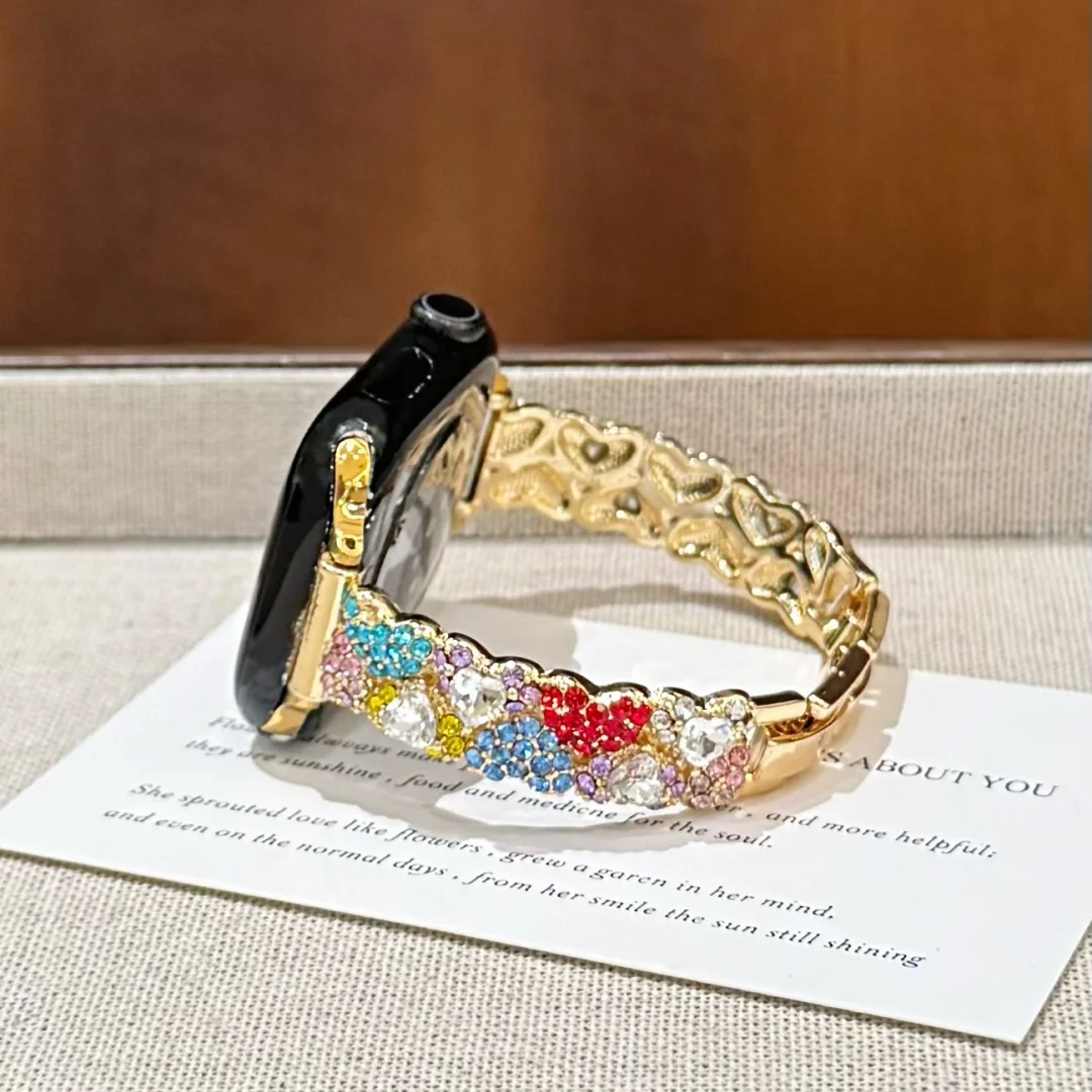 Diamond studded metal strap suitable for Apple iWatch strap 38mm 40mm 41mm 46mm 42mm 44mm 45mm Ultra 2 3 49mm fashionable strap