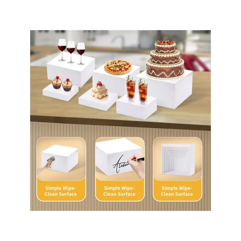 6PCS Premium Food Risers for Buffet Table, Catering & Dessert Stand, Collectibles Display (Sizes 10", 9", 8", 7", 6", 5") -