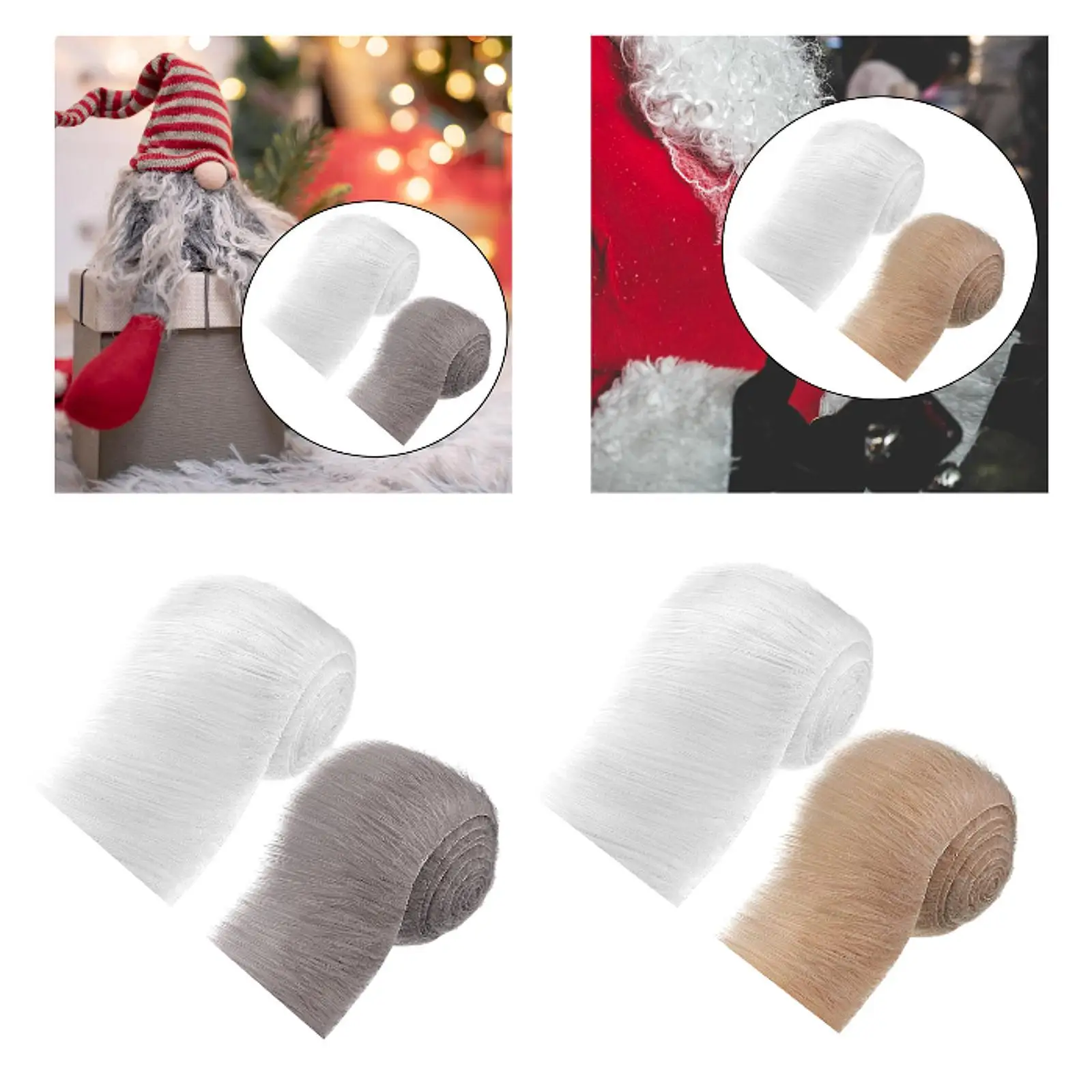 

Faux Fur Fabric Material DIY Craft Supplies Plush Ribbon Precut Strip for Christmas Tree Hat Shoes Gnome Beard Hair Decor
