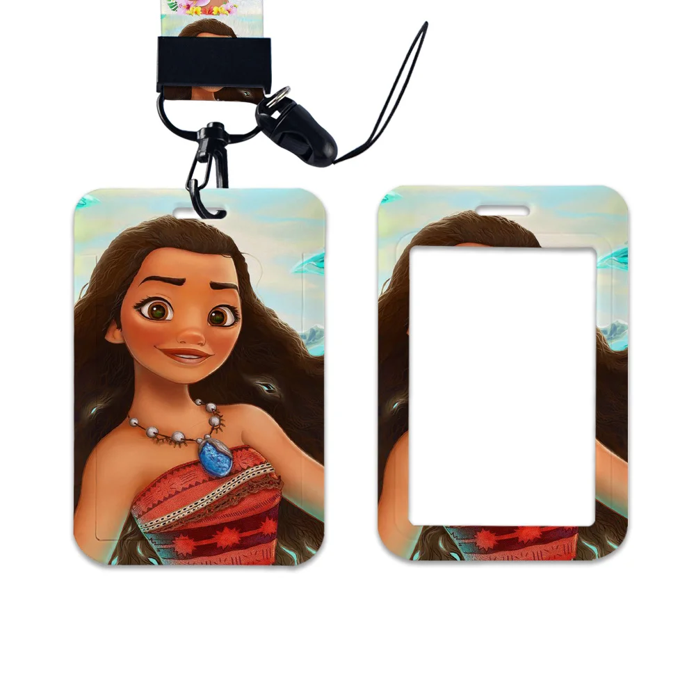 

Moana Disney Work Card Holder Neck Strap Card Protecter Badge with Keychains Student Id Card Lanyard Holder Accessories