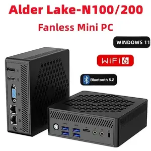 ファンレス産業用ミニPC,Intel lake n100,クアッドコア,デュアルラン,2x com,nvme,Windows 11,  3x4k,pfSense,インターネットサーバー,12th世代 - AliExpress