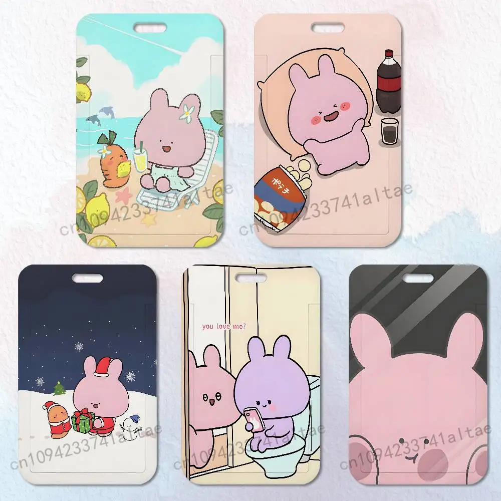 

Cartoon A-Asamimichan Card Holder Durable With Carabiner Name Tag Vertical ID Badge Holders Credentials Protection