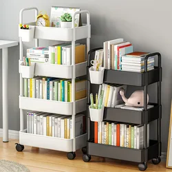 Bookshelf Storage Trolley Mobile Kitchen Organizer Cart With Wheels Multi-Layer Bathroom Shelves Household Snacks Storage Rack