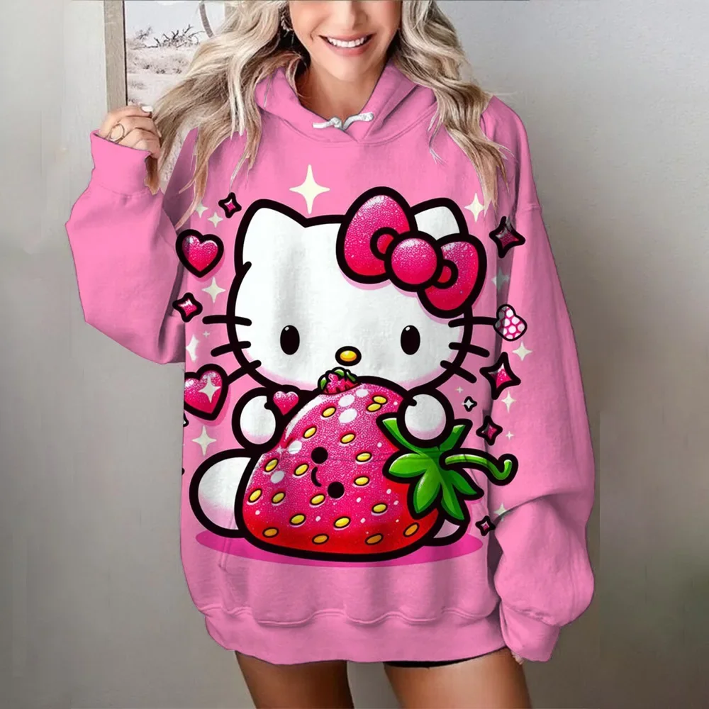 Autumn Women's Fashion sweatshirt hoodie Comfortable Casual long sleeved pullover Hello Kitty Fashion Unique pullover top