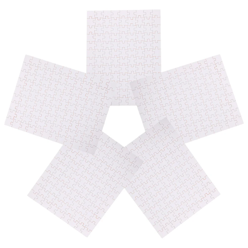 5 Sheets DIY Wooden Puzzle Blank for Heat Sublimation Transfer Craft Customizable Jigsaw Game for Family Party Gift Activity