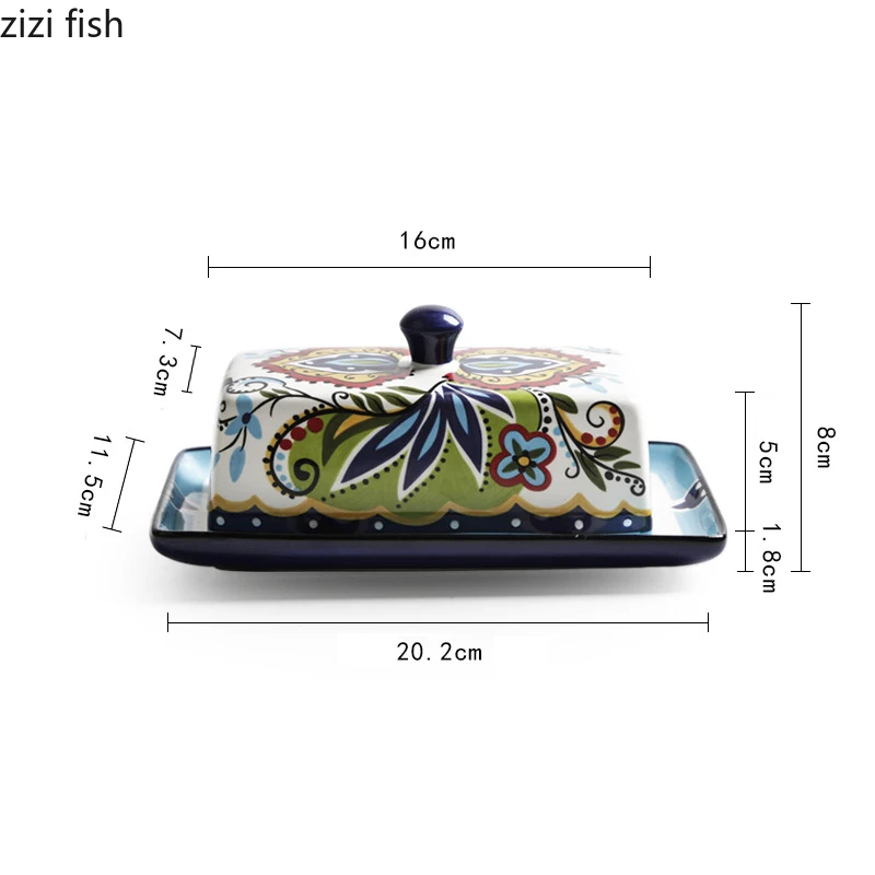 Hand-Painted Ceramic Butter Dish 5