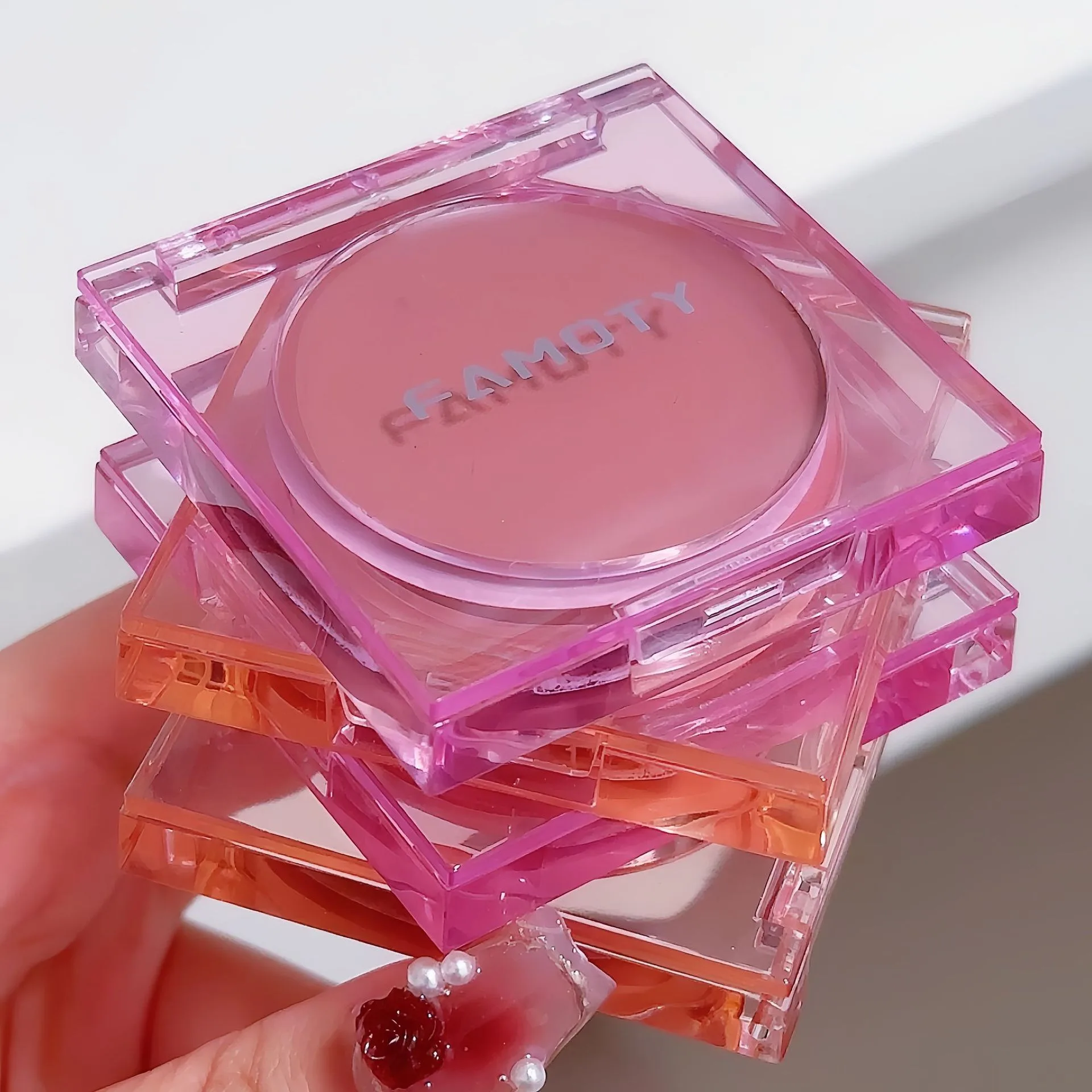 Girl's Pink Face Blush Palette Rose Cherry Cheek Tint Blusher แต่งหน้า Matte Peach Rouge Contour Shadow