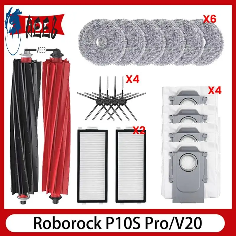 

AEE8-основная щетка для пылесоса Roborock Qrevo Master/V20/P10S Pro, роликовая боковая щетка для робота, мешки для пыли