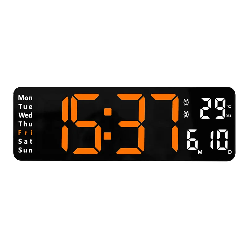 13inch Large LED Digital Wall Clock Remote Control Date Week Temp Display Table Watch Wall-mounted Dual Electronic Alarms Clocks