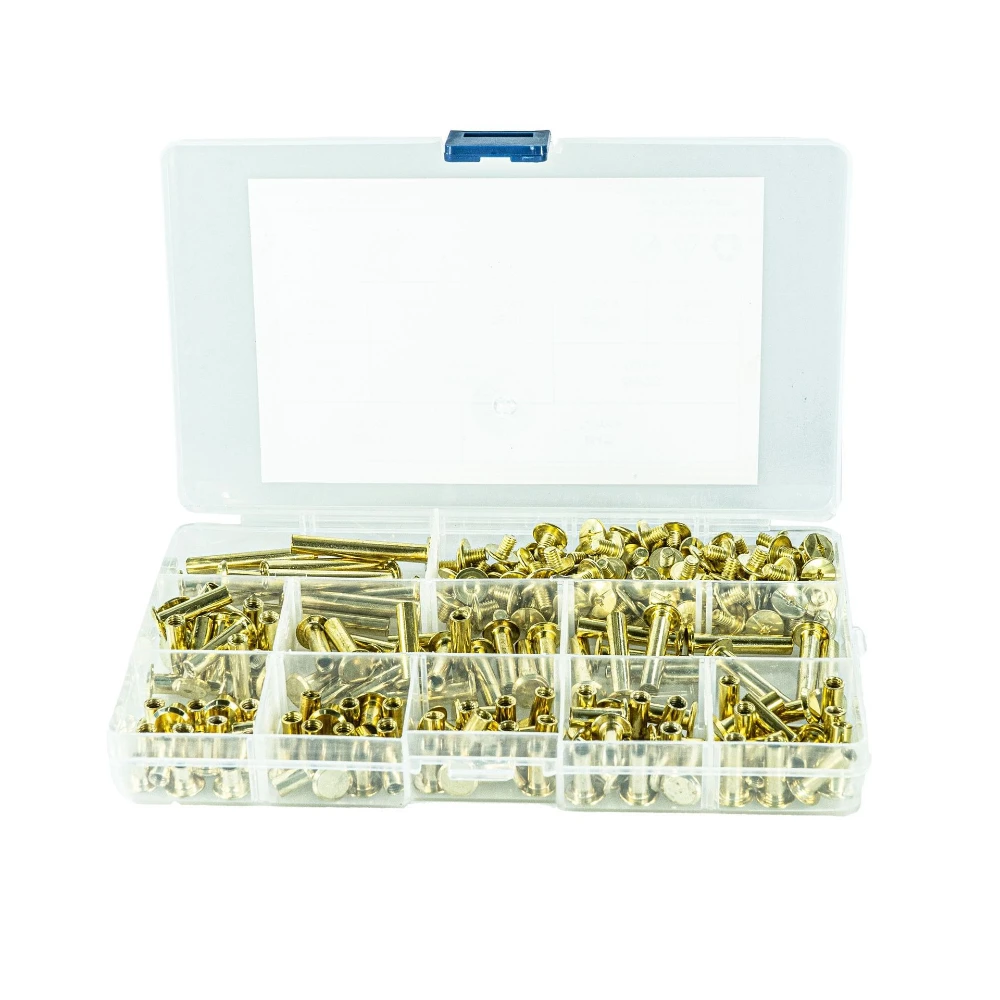 250PCS Acciaio al carbonio Rivetti placcati in rame Rivetto M5 Libro dei conti Rivetti di testa Viti Album fotografico Calendario Chiodi Rivetti per rilegatura