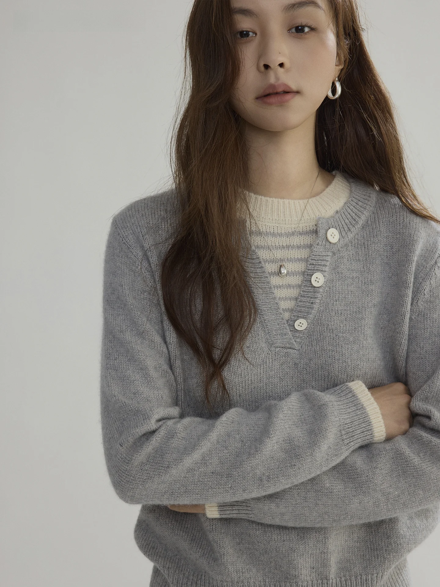 

Joli Choose Casual Stripe Splicing Knitted Sweater Women's Faion Design Spring Leisure Small ence Woolen Sweater