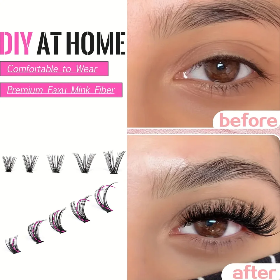 MJ Pestañas Individuales 8-16mm 200pcs Racimos de Pestañas Aspecto Natural Bandeja Mixta DIY Extensión de Pestañas Volumen Racimos 6